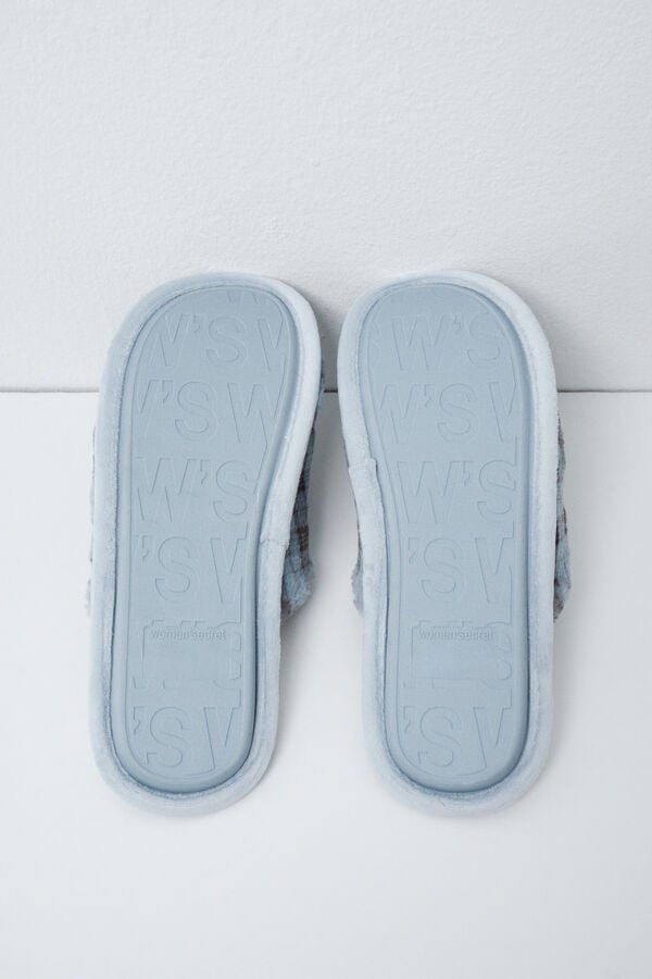 Women'secret Pantuflas de nudo borreguito verde azul