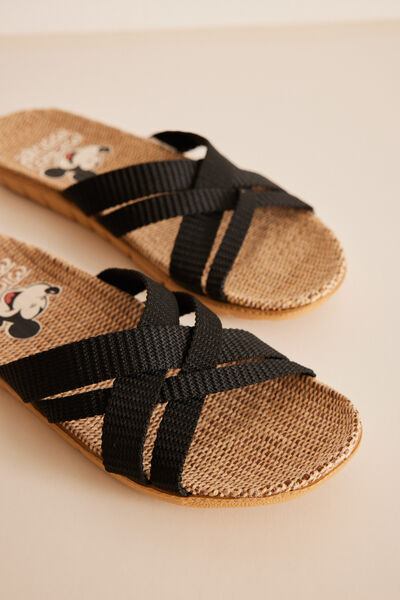 Womensecret Sandalias tiras negro Mickey negro