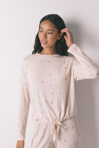 Women'secret Pijama largo de viscosa con estampado floral rosa