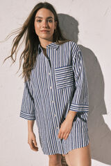 Women'secret Playera de dormir corta camisera de rayas azul azul