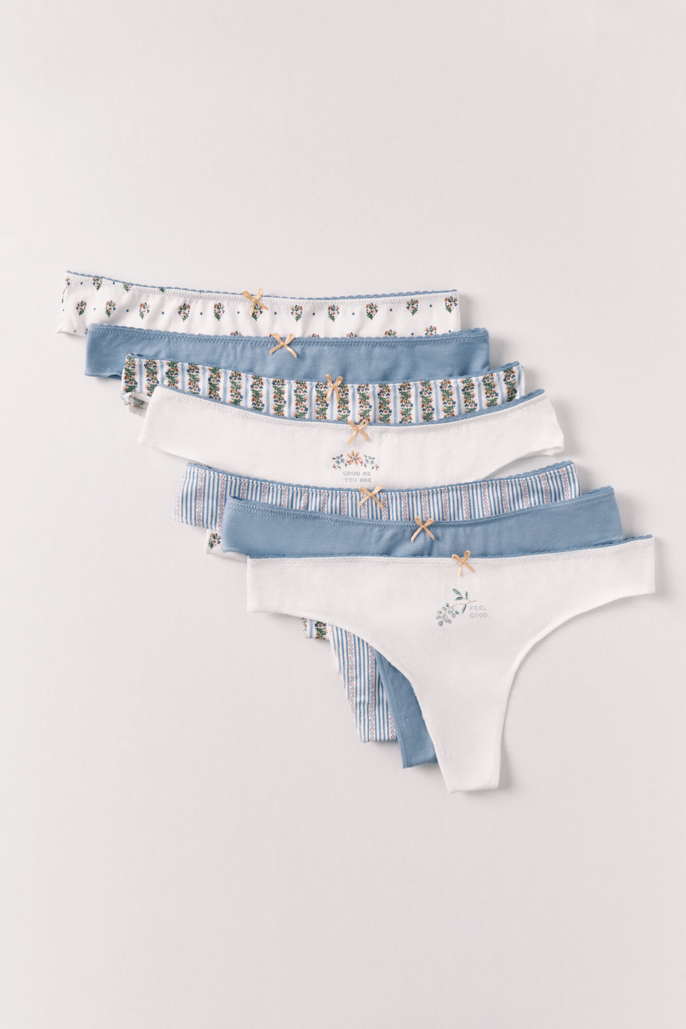 Women'secret Pack 7 tangas de algod&oacute;n con estampados variados