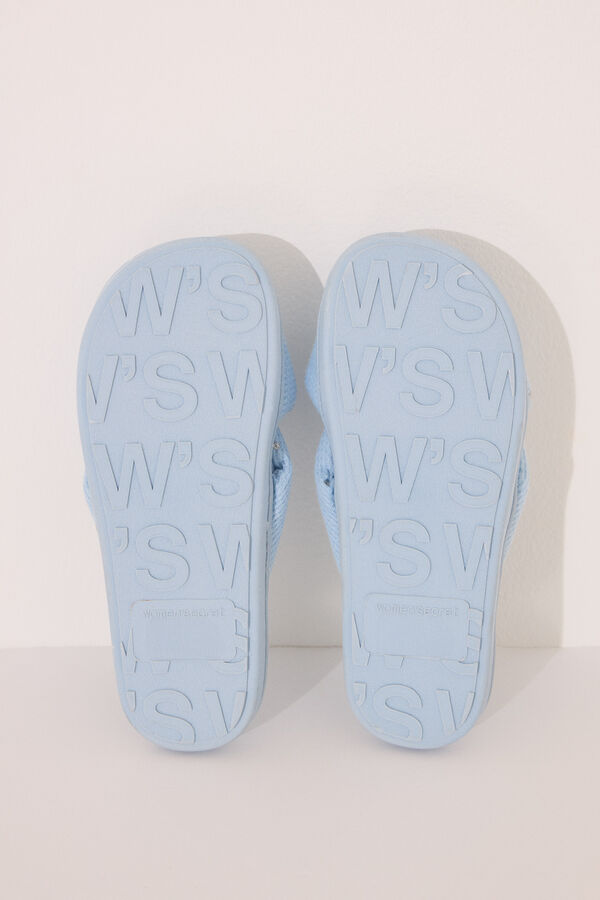 Womensecret Pantufla de ducha con nudo azul tipo gofre azul