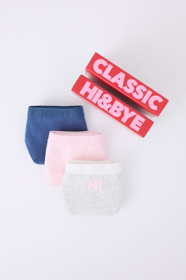 Womensecret Pack 3 bragas clásicas rosa, gris, azul blanco