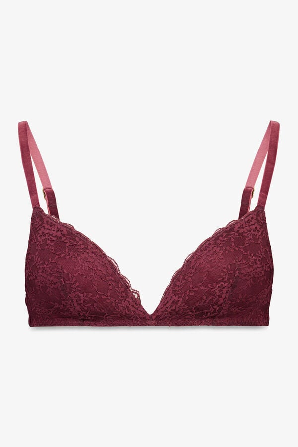 Women'secret LOVELY brasier triangular de encaje burdeos púrpura