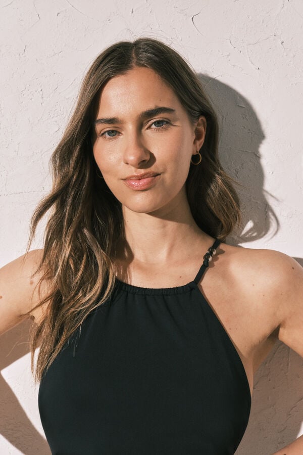 Women'secret Traje de ba&ntilde;o cuello halter negro negro