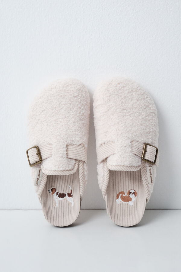 Women'secret Pantunflas zueco borreguito marfil