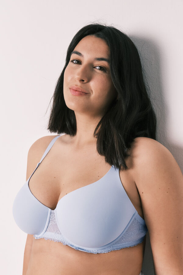 Women'secret Brasier cl&aacute;sico de microfibra y encaje azul BEAUTIFUL azul