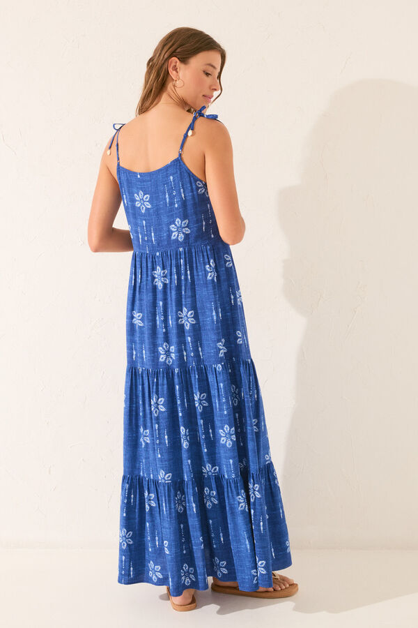 Womensecret Vestido largo de flores azules estampado