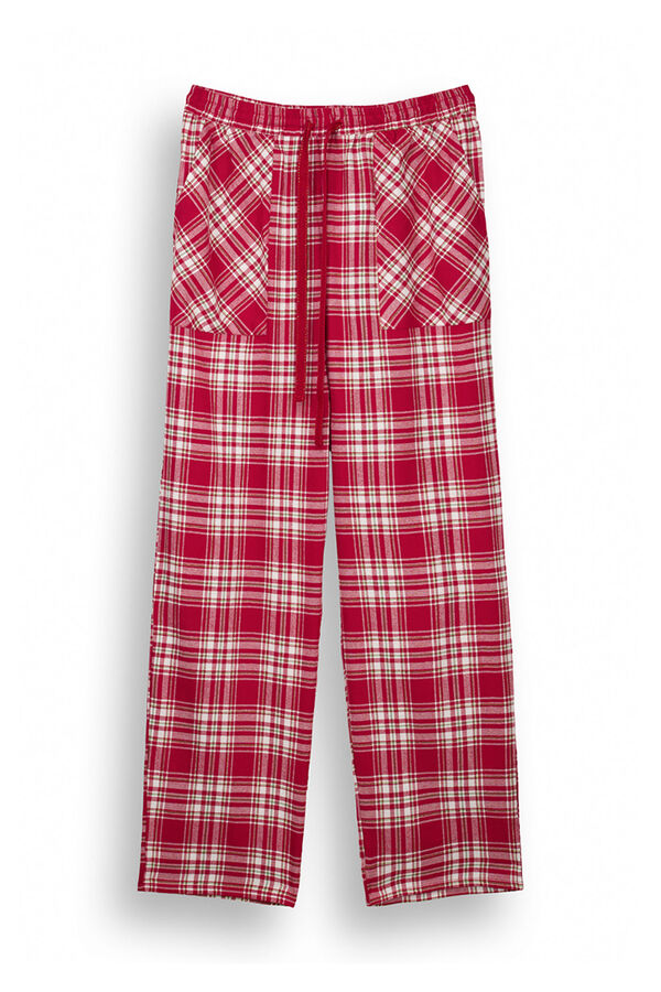 Womensecret Pantalón pijama cuadros algodón rojo estampado