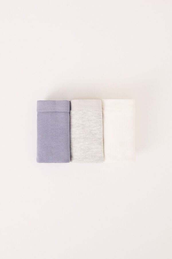 Womensecret Pack de 3 panties de viscosa de algodón acanalado blanco
