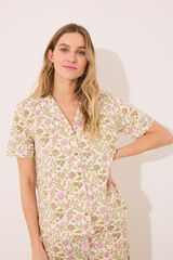 Womensecret Pijama camisera 100% algodón con estampado de flores estampado