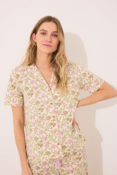 Womensecret Pijama camisera 100% algodón con estampado de flores estampado
