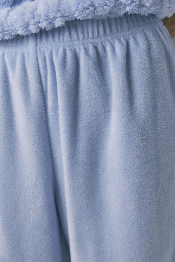 Women'secret Pijama larga de forro polar con cuello alto SmileyWorld&reg; azul