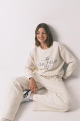 Women'secret Sudadera de felpa de algodón blanca marfil