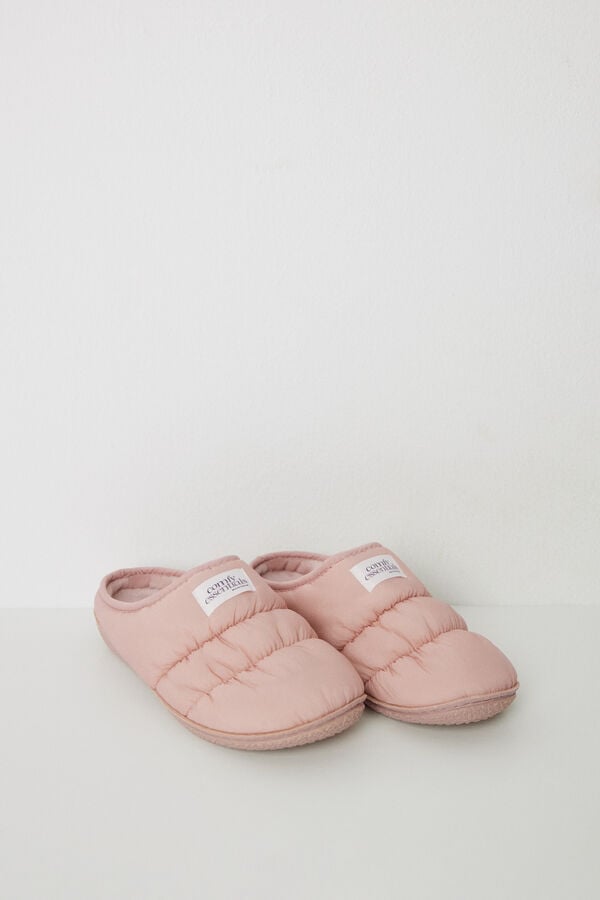 Womensecret Pantuflas nylon acolchado rosa rosa
