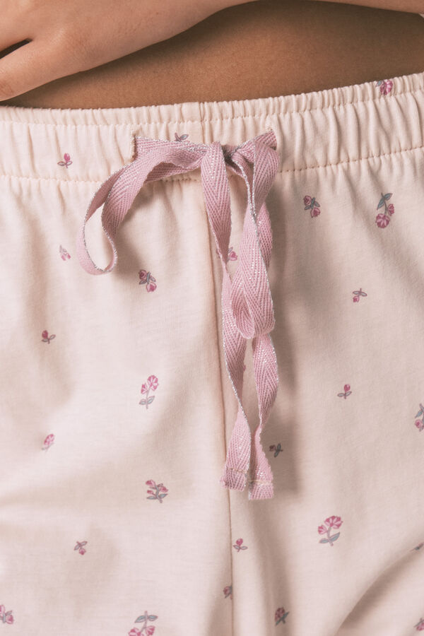 Women'secret Pijama larga con flores rosas rosa