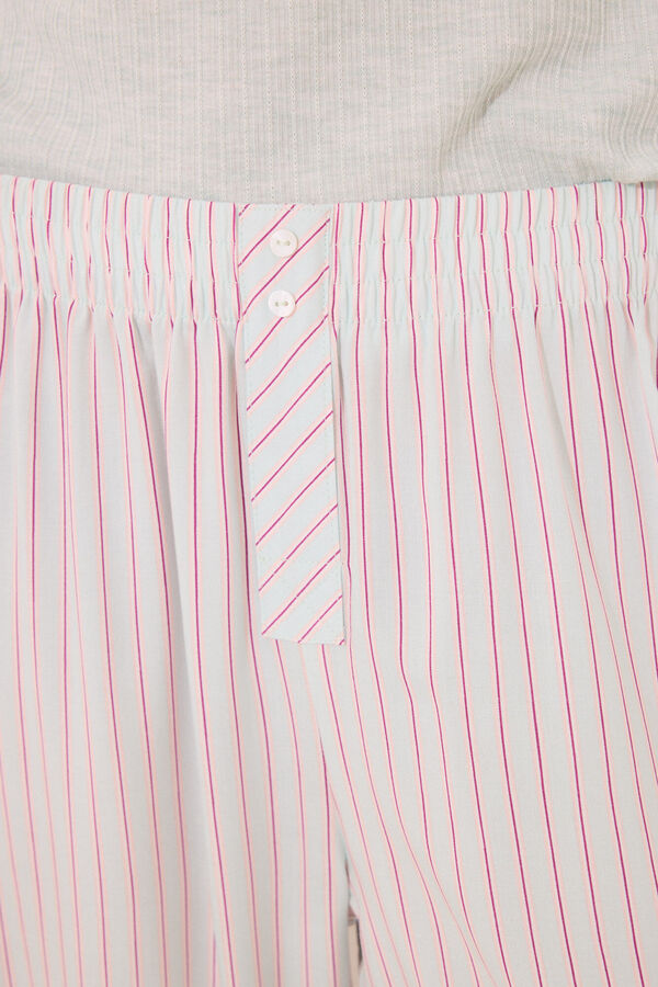 Womensecret Pijama de viscosa con canalé de rayas verde