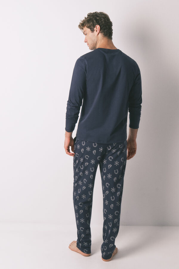 Women'secret Pijama larga azul campestre 100 % algodón azul