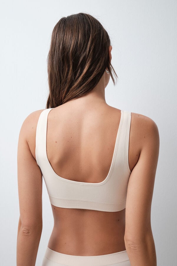 Women'secret Brasier top halter de microfibra nude beige