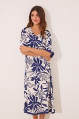 Womensecret Vestido largo de satén con estampado floral azul