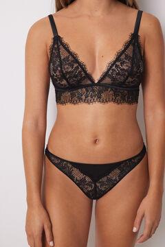 Womensecret Panty clásico microfibra y encaje negro negro