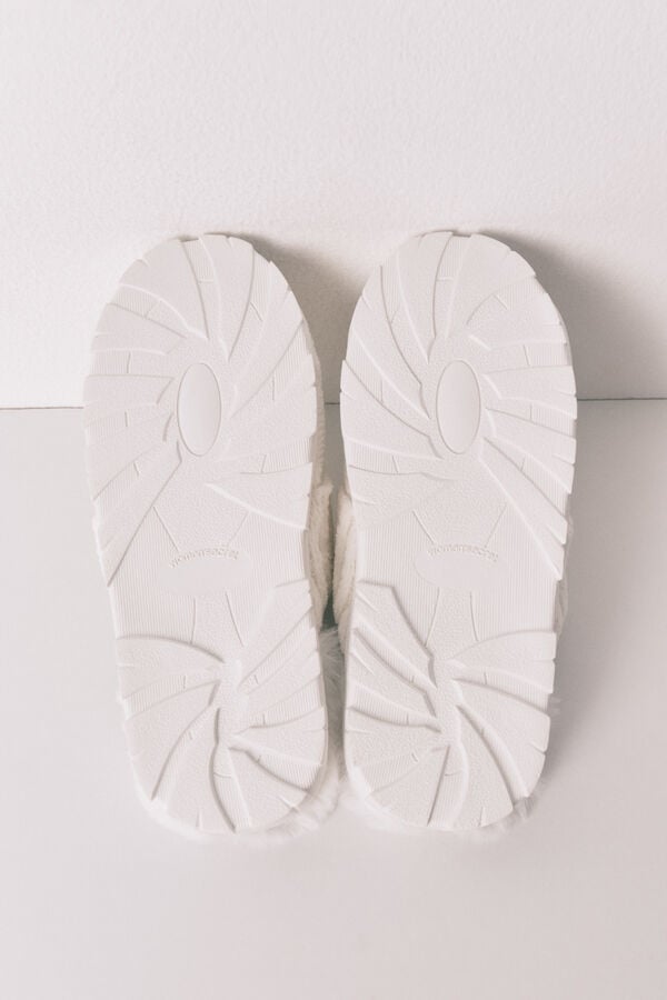 Women'secret Pantuflas para casa de tejido de tricot blancas marfil