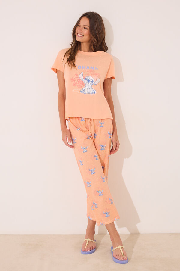 Womensecret Pijama Capri de Lilo & Stitch en algodón naranja naranja