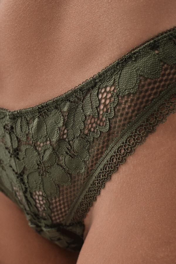 Women'secret Braga cl&aacute;sica encaje verde kaki