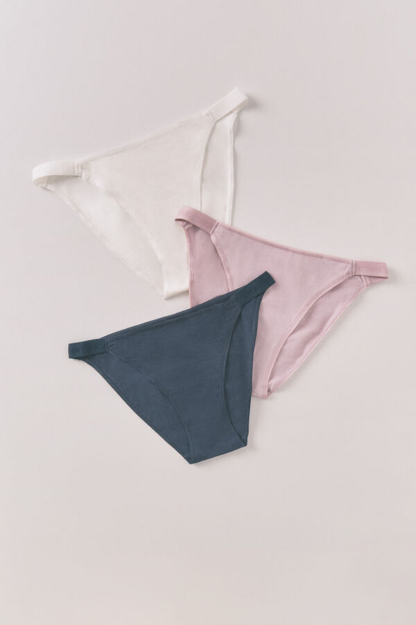 Women'secret Pack de 3 panties clásica de algodón con logo blanco