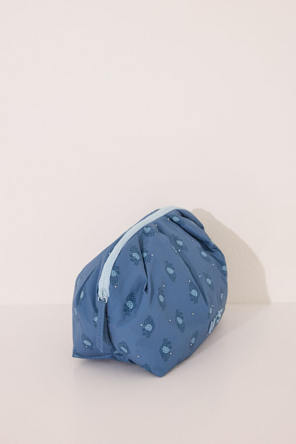 Womensecret Neceser grande acolchado con estampado azul estampado