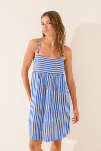 Womensecret Vestido short de rayas azules estampado