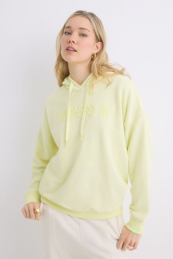 Womensecret Sudadera capucha felpa algodón amarillo amarillo