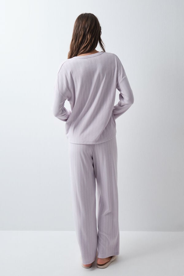 Women'secret Pijama larga de rayas malva morado/lila
