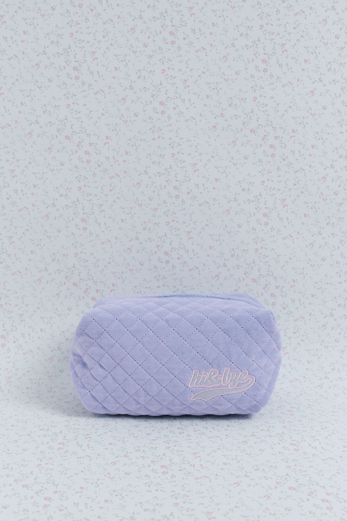 HI&BYE Neceser de terciopelo terciopelo claro con logo bordado