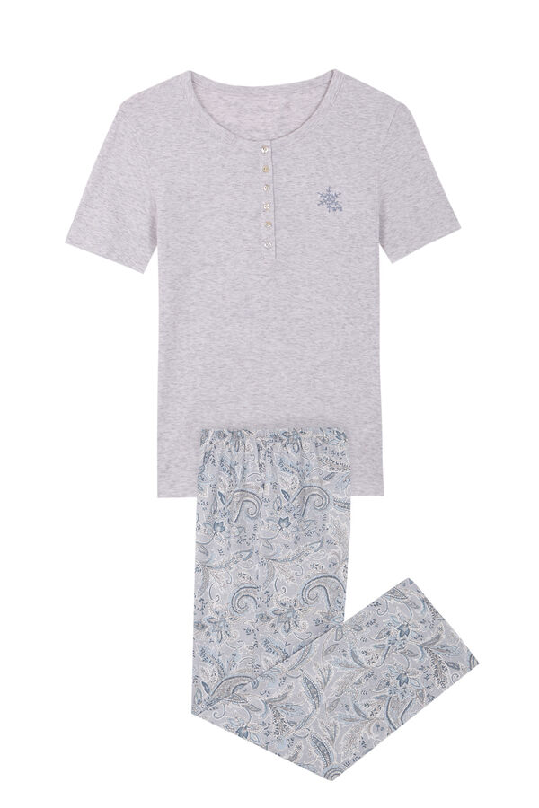 Womensecret Pijama pantalón largo 100% algodón Paisley gris