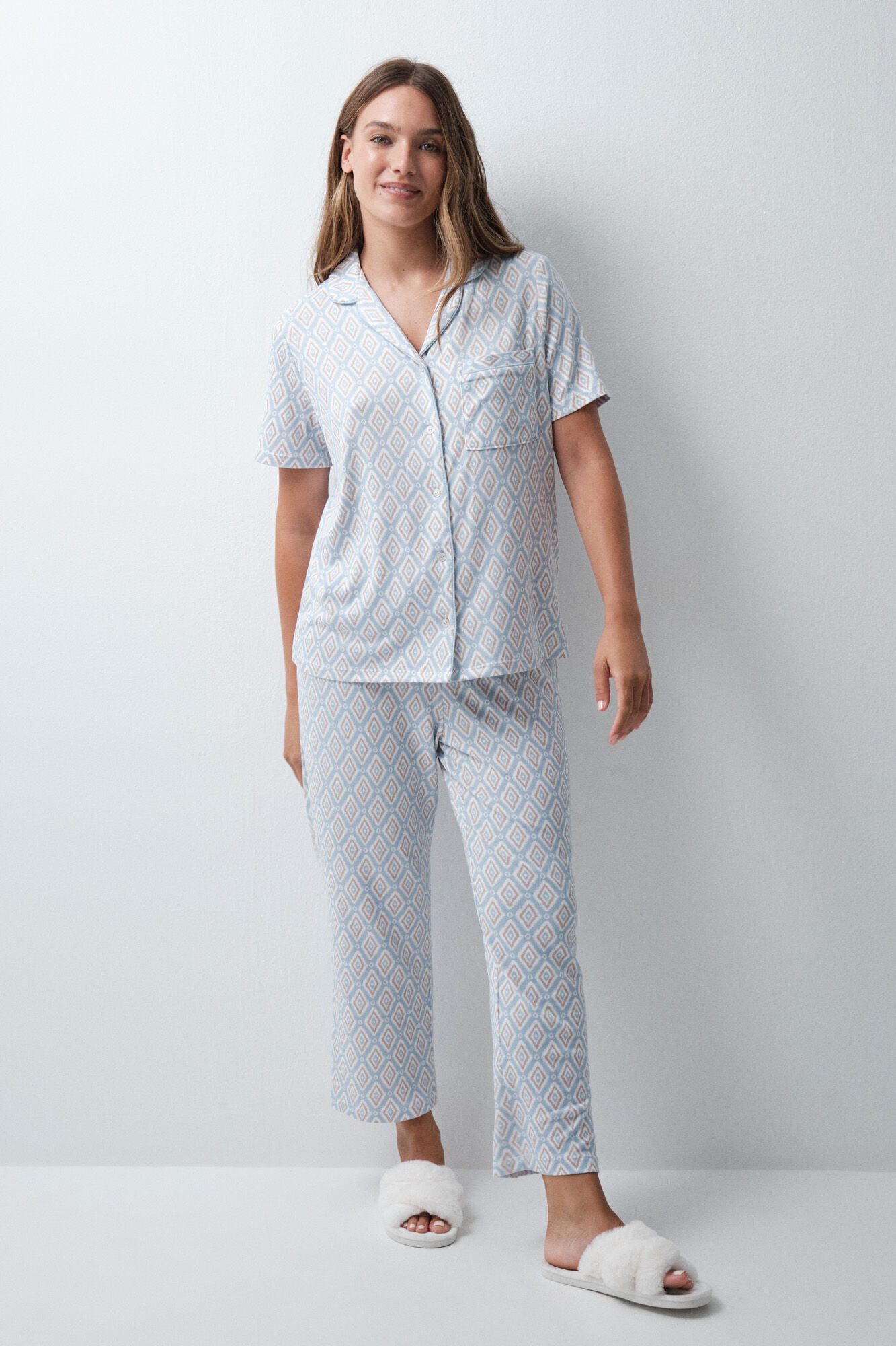 Women'secret Pijama larga estampado folk