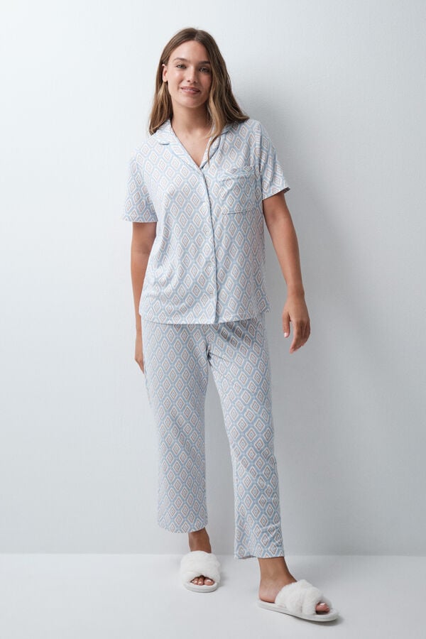 Women'secret Pijama larga estampado folk estampado