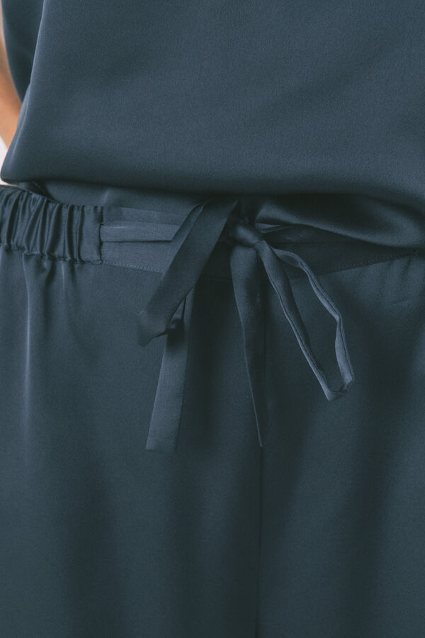 Women'secret Pijama larga satén azul azul