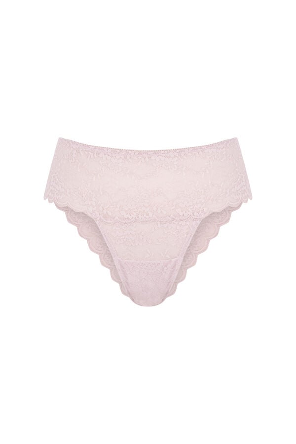 Womensecret Panty ancha brasileña de encaje rosa rosa