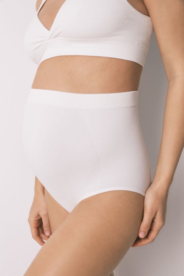 Women'secret Panty de tiro alto maternity blanca marfil