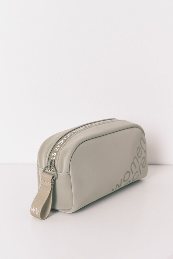 Women'secret Peque&ntilde;o neceser de goma color caqui metalizado kaki