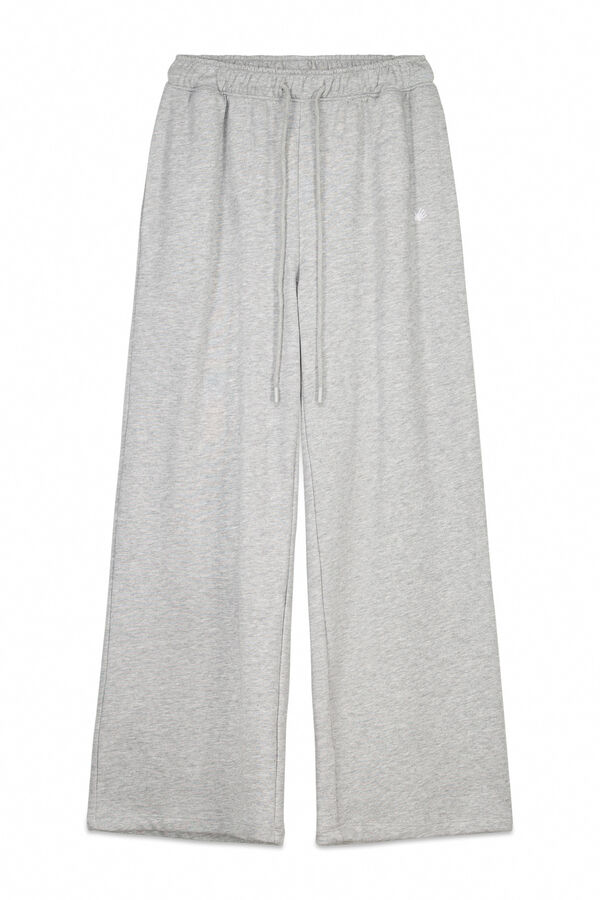 HI&BYE Pantalón largo acampanado de felpa gris gris