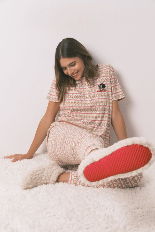 Women'secret Pantuflas para casa botas de pelo blanco Mafalda blanco