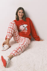 Women'secret Pijama larga largo de polar a forro polar rojos de Snoopy rojo