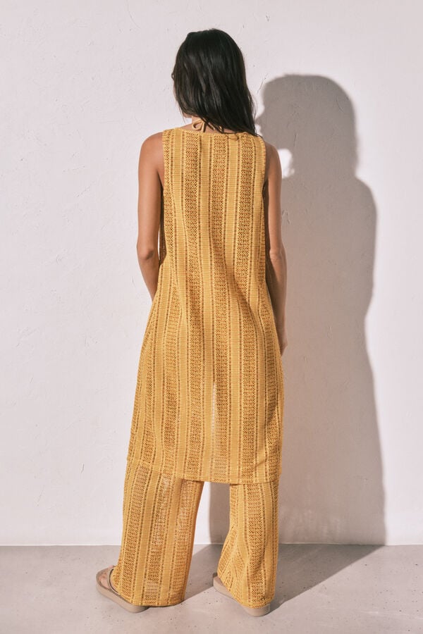 Women'secret T&uacute;nica larga abierta de crochet multicolor estampado