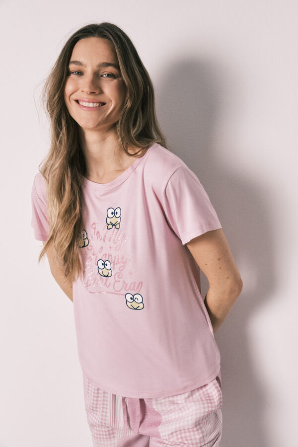 Women'secret Pijama larga Keroppi Patchwork rosa