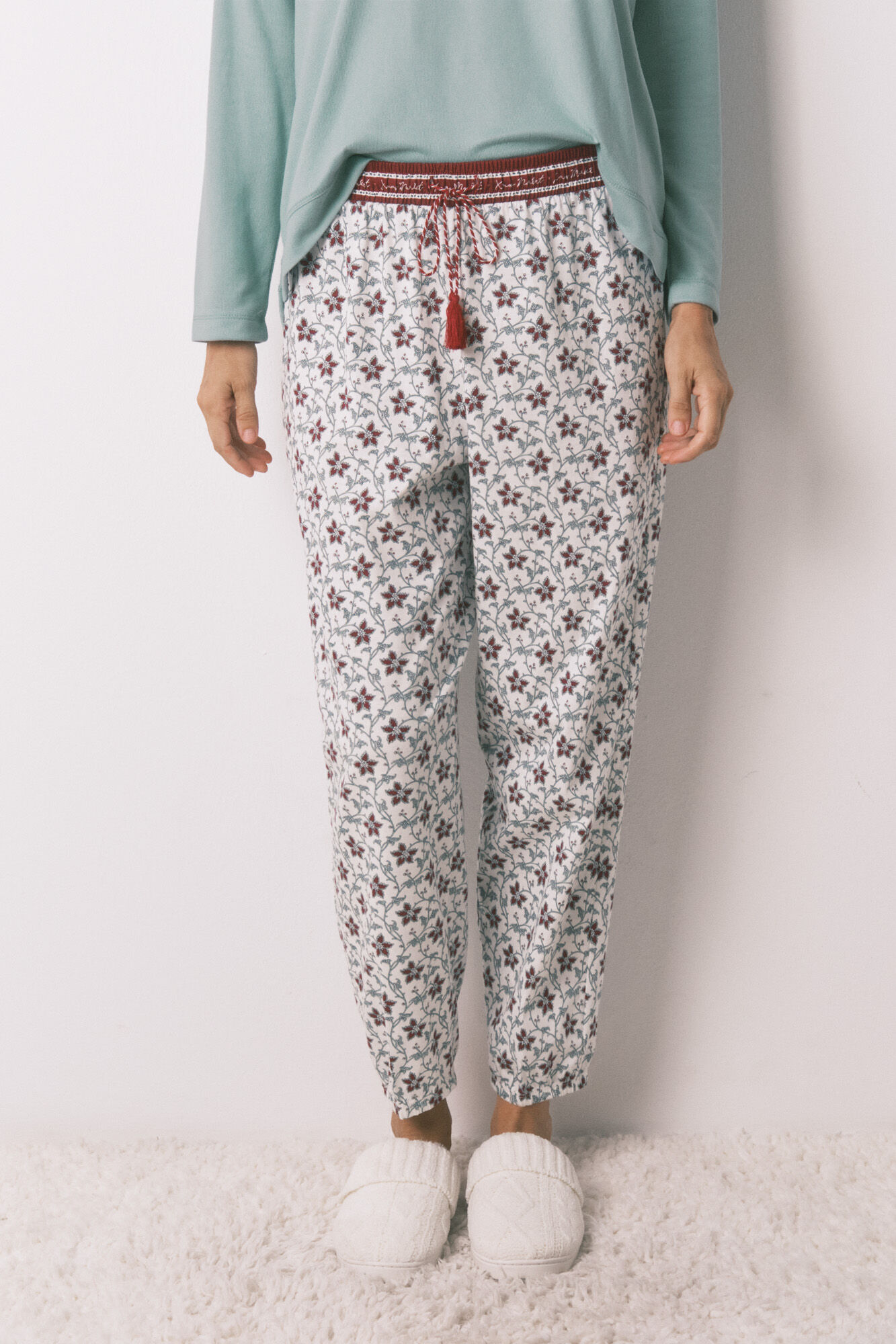 Women'secret Pantal&oacute;n largo 100% algod&oacute;n con estampado floral