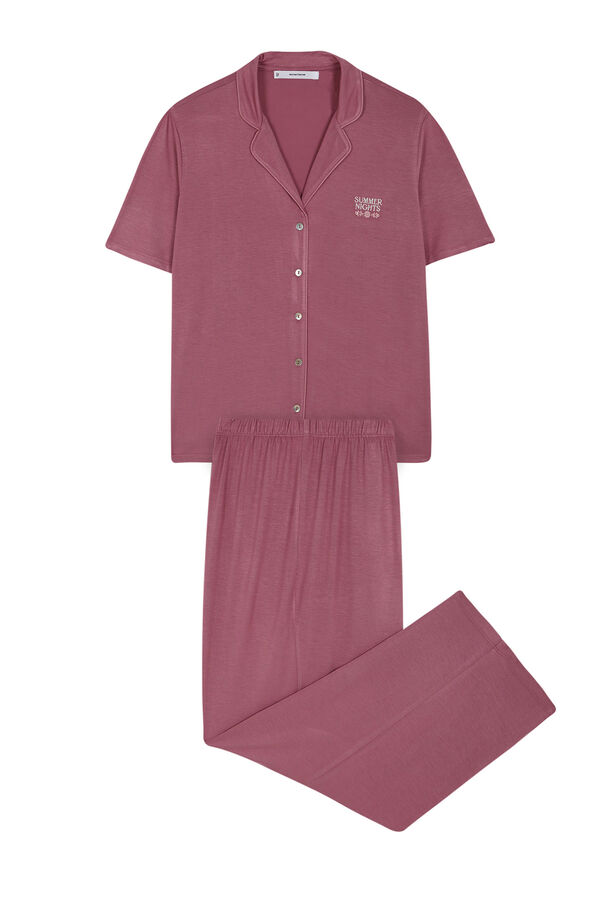 Womensecret Pijama camisera de viscosa rosa rosa