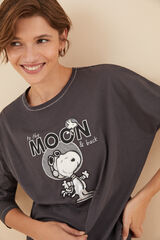 Womensecret Pijama larga 100% algodón Snoopy Moon gris
