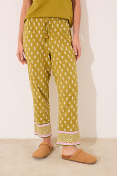 Womensecret Pantalón largo zanahoria 100% algodón estampado estampado